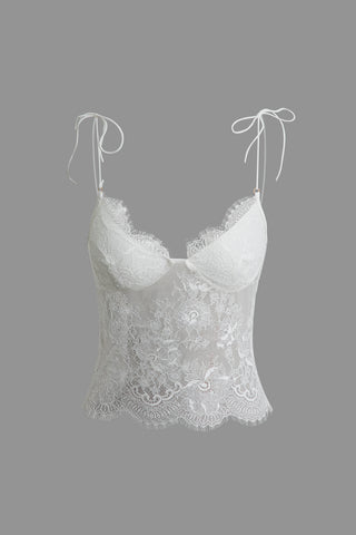 Tie Lace Cami Top (XS / WHITE)