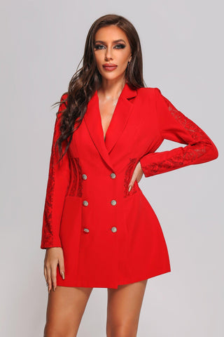 Tikia Lace Blazer Dress (S / Red)