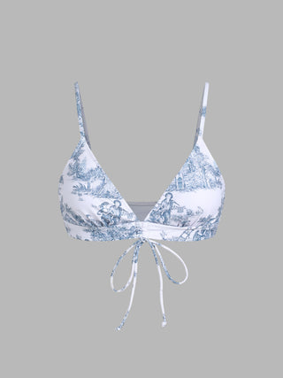 Toile de Jouy Knotted Bikini Top