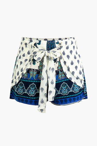 Tropical Print Knot Skort (L / Contrast Color)