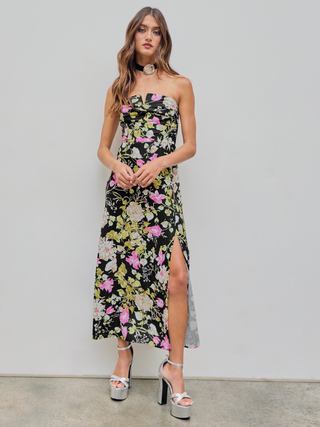 Tube Floral Split Maxi Dress