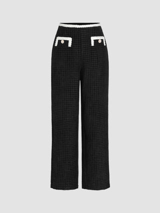 Tweed Contrasting Wide Leg Trousers