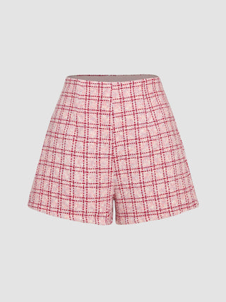 Tweed Mid Waist Mini Shorts