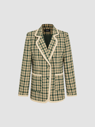 Tweed Notched Collar Pocket Blazer