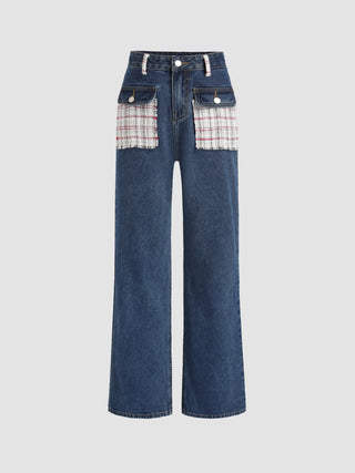 Tweed Patchy Straight Jeans