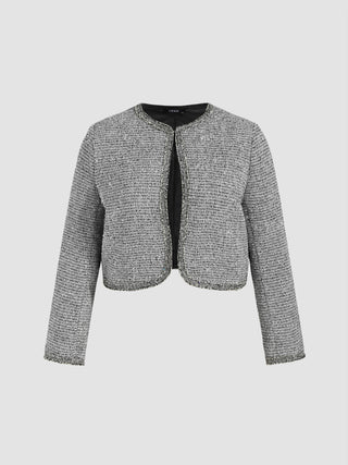 Tweed Round Neckline Jacket Curve & Plus