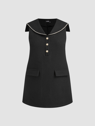 Tweed Sailor Collar Mini Dress Curve & Plus