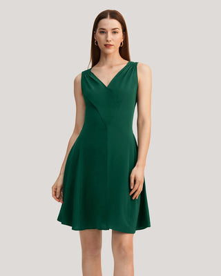 Unique Cutting Silk Dress With Smocking Shoulder (Green Jade / 12)