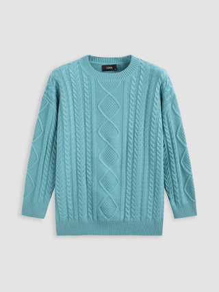 Unisex Blue Harvest Cable Knit Sweater