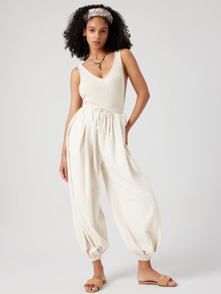 V-neck Backless Jogger Jumpsuit