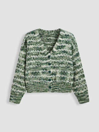 V-neck Button Knitted Cardigan Curve & Plus