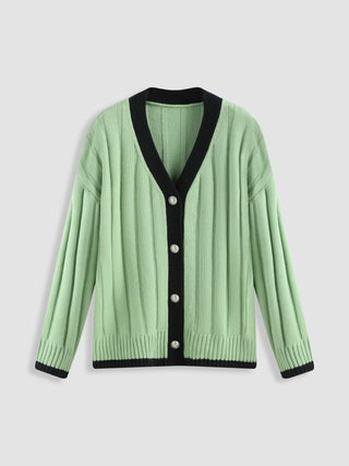 V-neck Button Up Knitted Cardigan