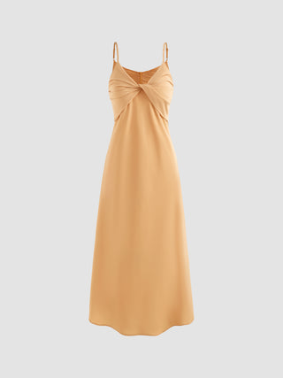 V-neck Knotted Cami Midi Dress