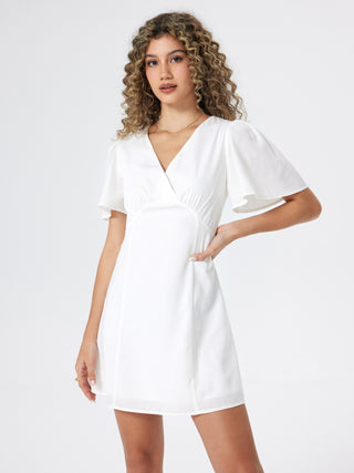 V-neck Short Sleeve Mini Dress