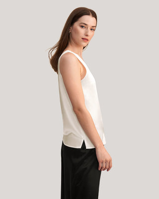 V-Neck Sleeveless Silk Tank Top