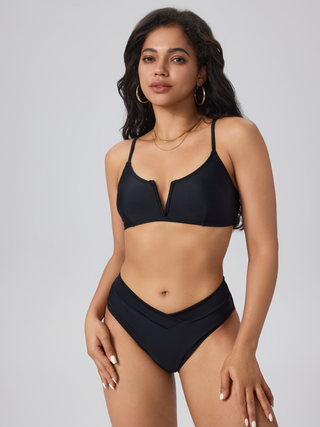 V-neck Solid Bikini Set