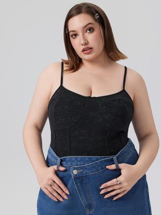 V-neck Solid Bodysuit Curve & Plus