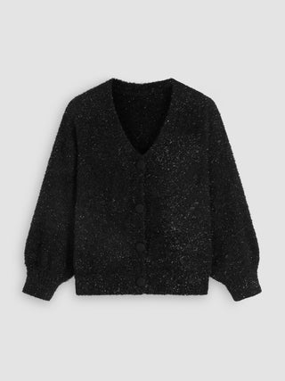 V-neck Solid Knitted Cardigan Curve & Plus