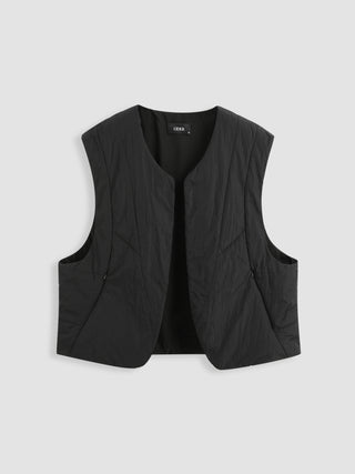 V-neck Solid Puffer Vest