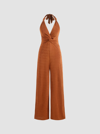 V-neck Twist Halter Jumpsuit