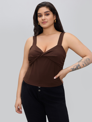 V-neck Twist Tank Top Curve & Plus