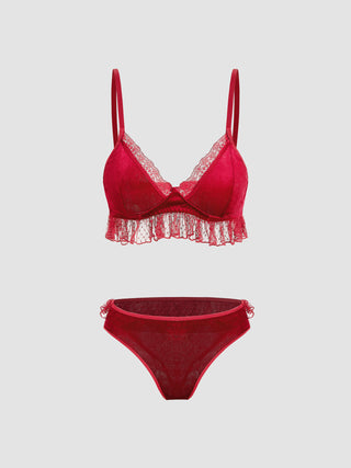 Velvet Bralette & Brief Lingerie Set