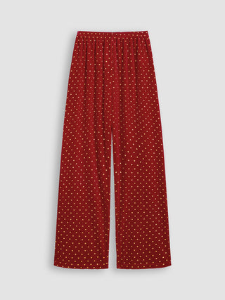 Velvet Collar Heart Lounge Straight Leg Trousers