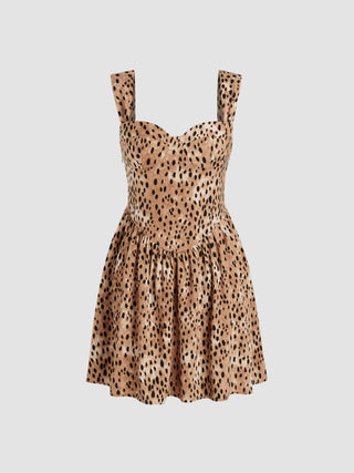 Velvet Leopard Print Sweetheart Mini Dress