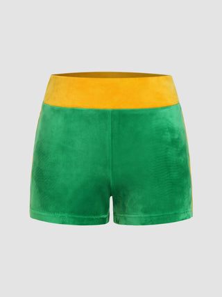 Velvet Low Waist Contrasting Binding Shorts