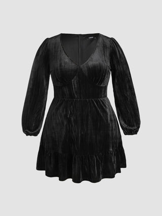 Velvet Solid Mini Dress Curve & Plus