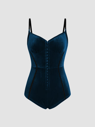 Velvet Sweetheart Corset Buckle Up Bodysuit