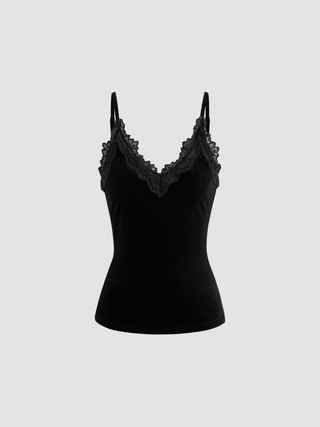 a black top with lace on it