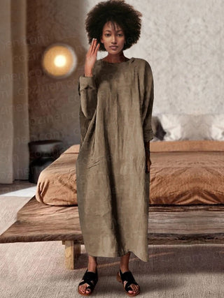 Wabi-sabi Long-sleeved Cotton Linen Dress