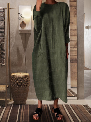 Wabi-sabi Long-sleeved Cotton Linen Dress