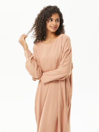 Wabi-sabi Long-sleeved Cotton Linen Dress