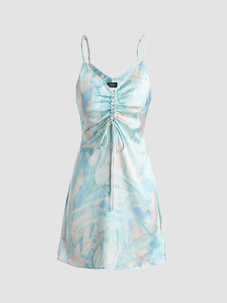 Watercolor Ruched Cami Dress