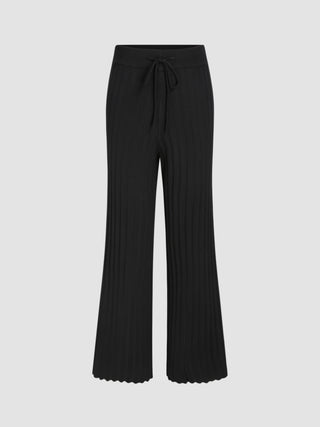 Wave Trim Drawstring Knit Trousers