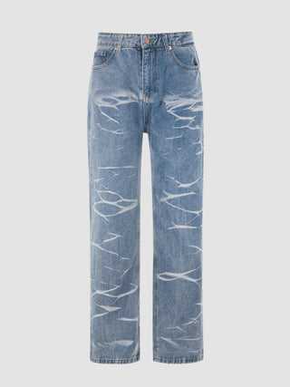 White Branches In Denim Jeans