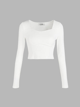 White Long Sleeves Bra Top