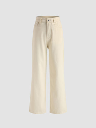 White Solid Trousers