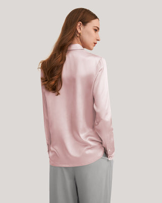 Women Classic Pearl Button Silk Shirt