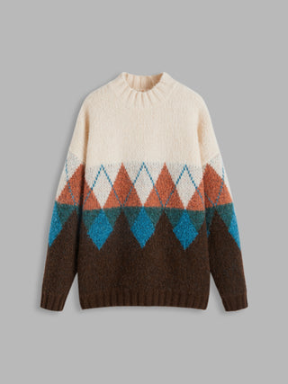 Wool-blend Argyle Pattern Sweater