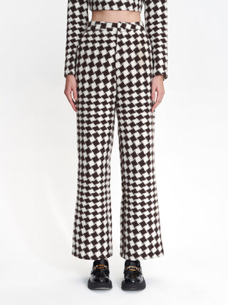 Wool-blend Checker Board Trousers