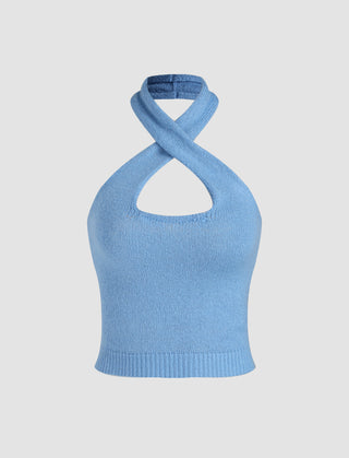 Wool-blend Cross Halter Knitted Top