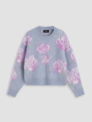 Wool-blend Floral Pattern Knitted Sweater