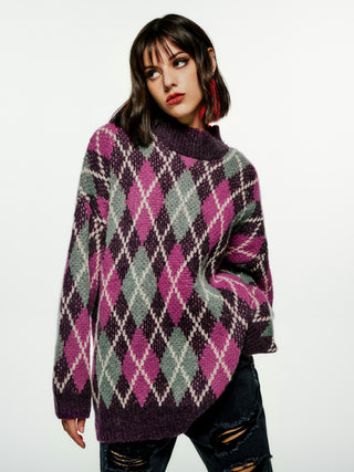 Wool-blend Geometric Oversized Knitted Sweater