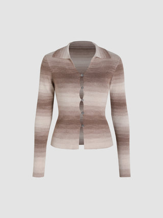 Wool-blend Gradient Striped Cardigan