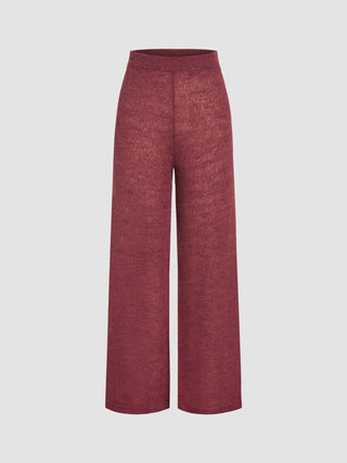 Wool-blend Mid Waist Straight Leg Trousers