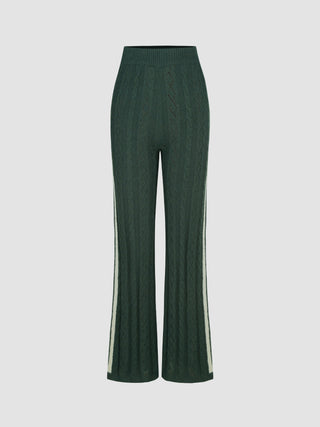 Wool-blend Mid Waist Striped Straight Leg Knitted Trousers