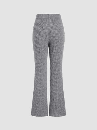 Wool-blend Middle Waist Solid Flared Trousers